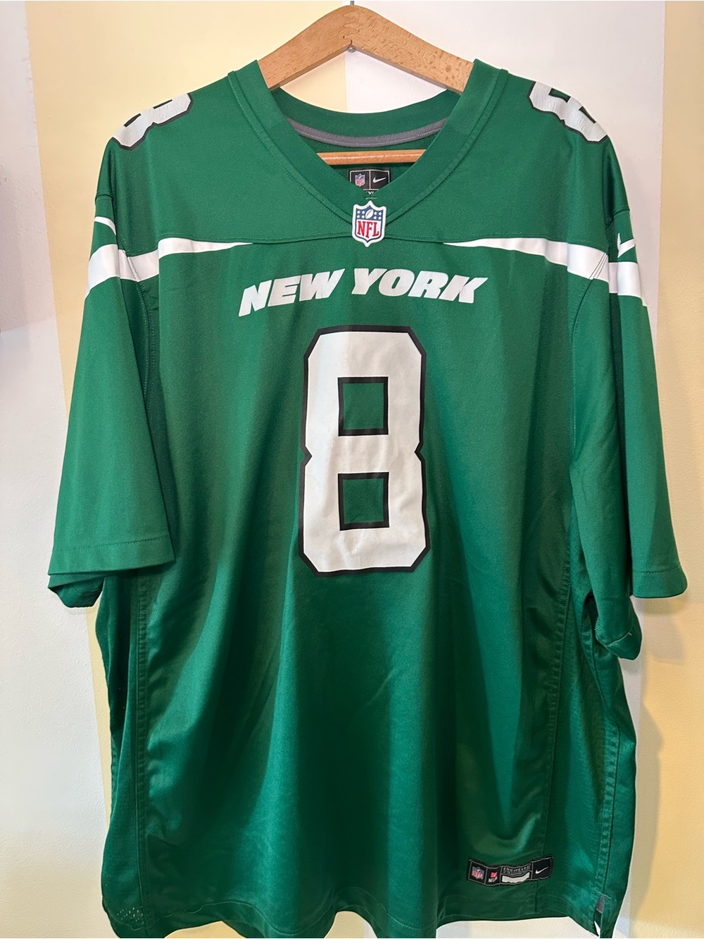 NIKE NEW YORK JETS AARON RODGERS #8 NFL PLAYER GAME PLAYER HOME GREEN JERSEY 4XL